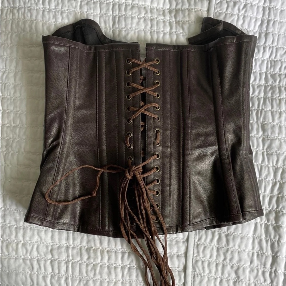 Vintage Brown Leather Corset